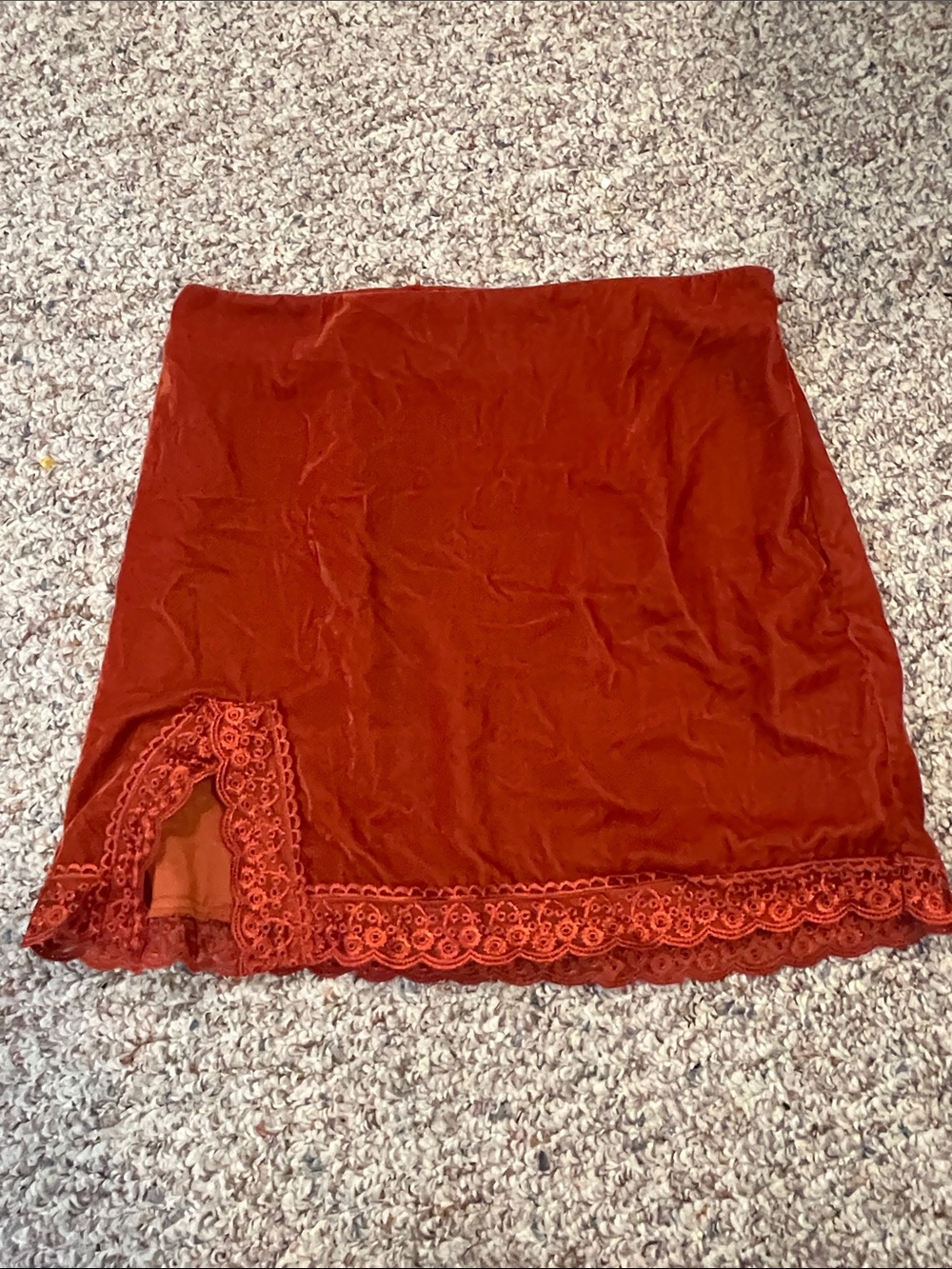 Urban Outfitters Rust Orange Lace-Trim Mini Skirt
